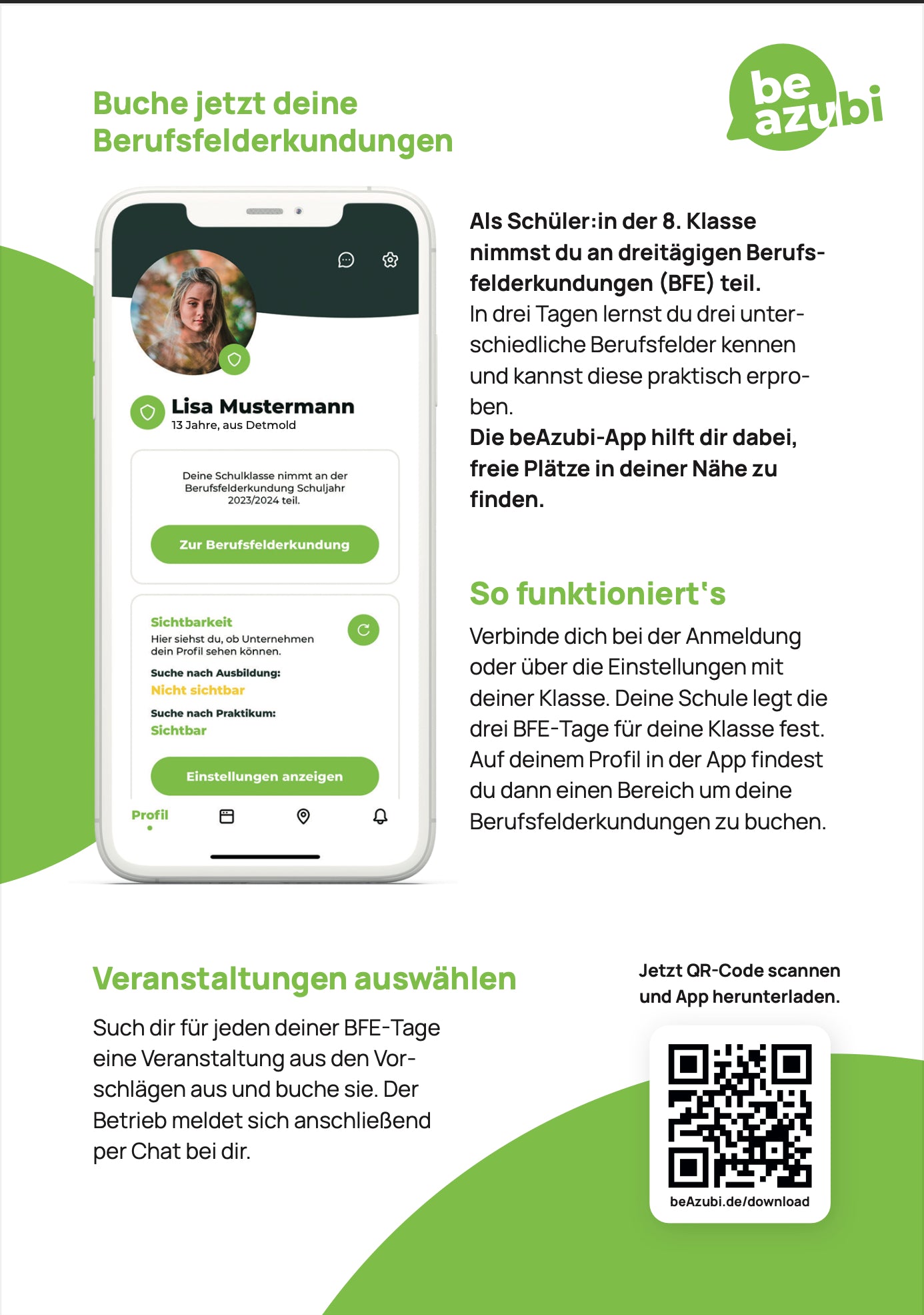 BFE und Praktikum - Flyer A5 Doppelseitig