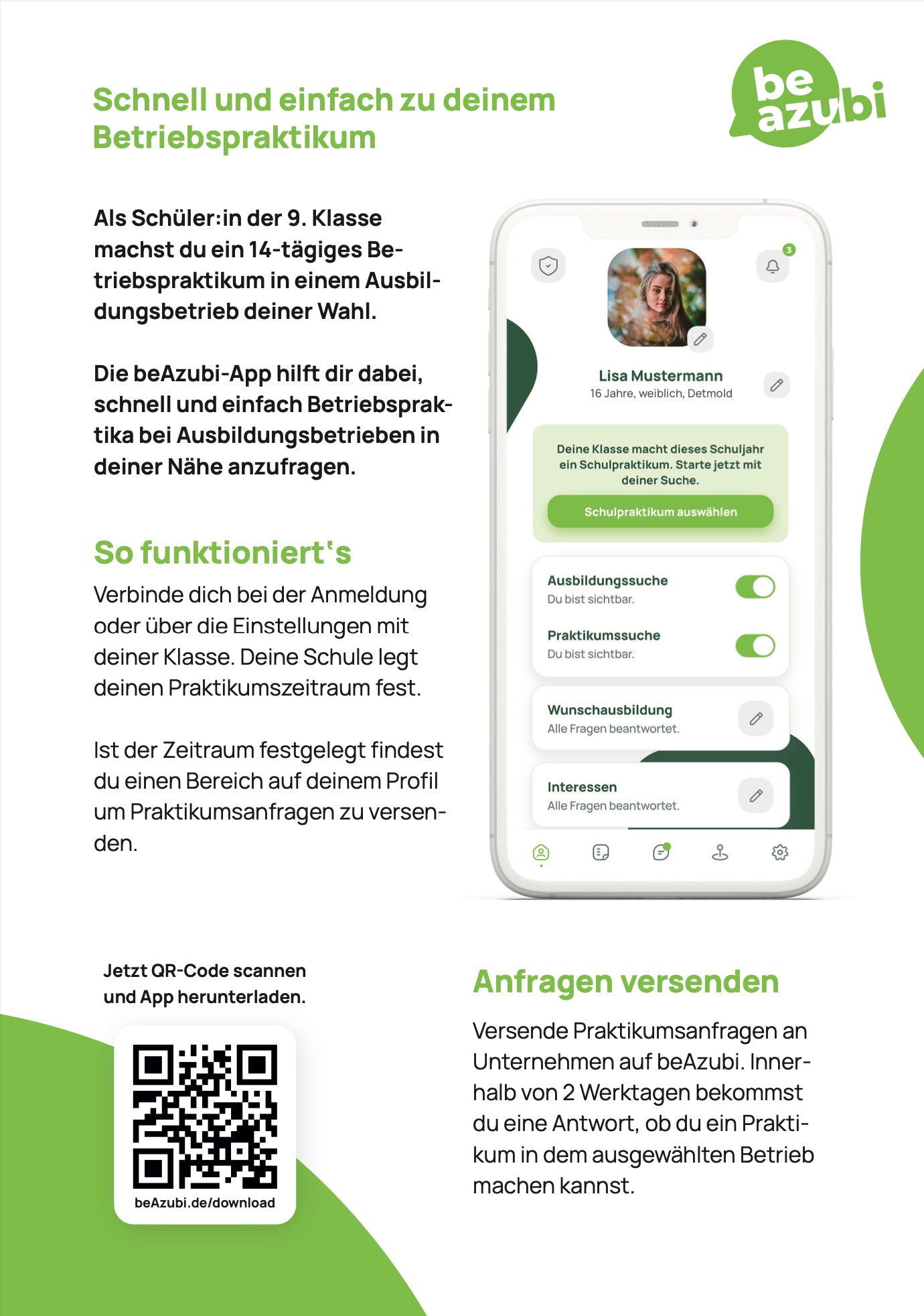 BFE und Praktikum - Flyer A5 Doppelseitig